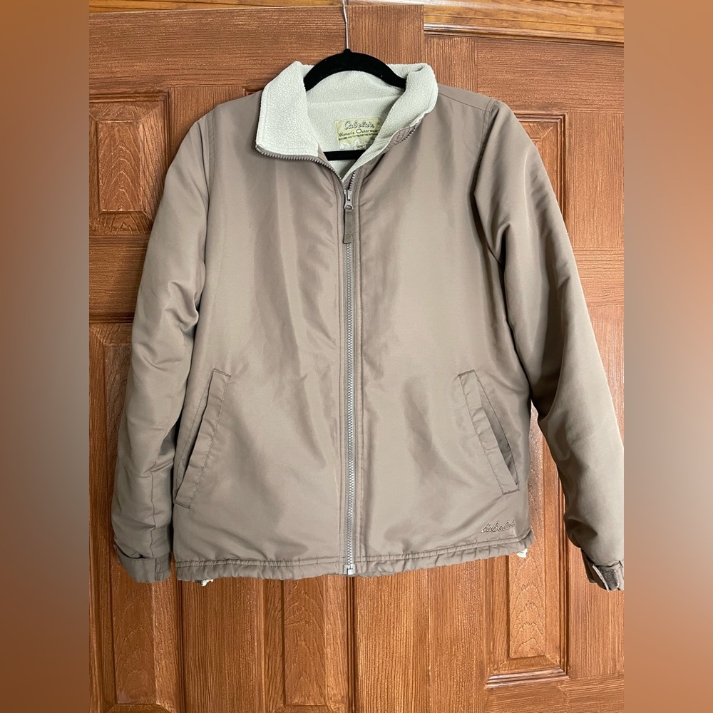 taupe cabela’s fleece lined barn coat medium